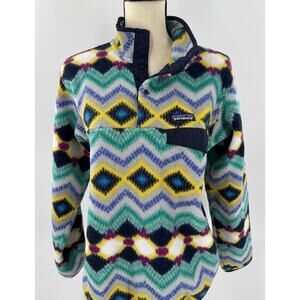Patagonia Womens Synchilla Fleece Jacket Navy Timber Twist Geometric Size L
